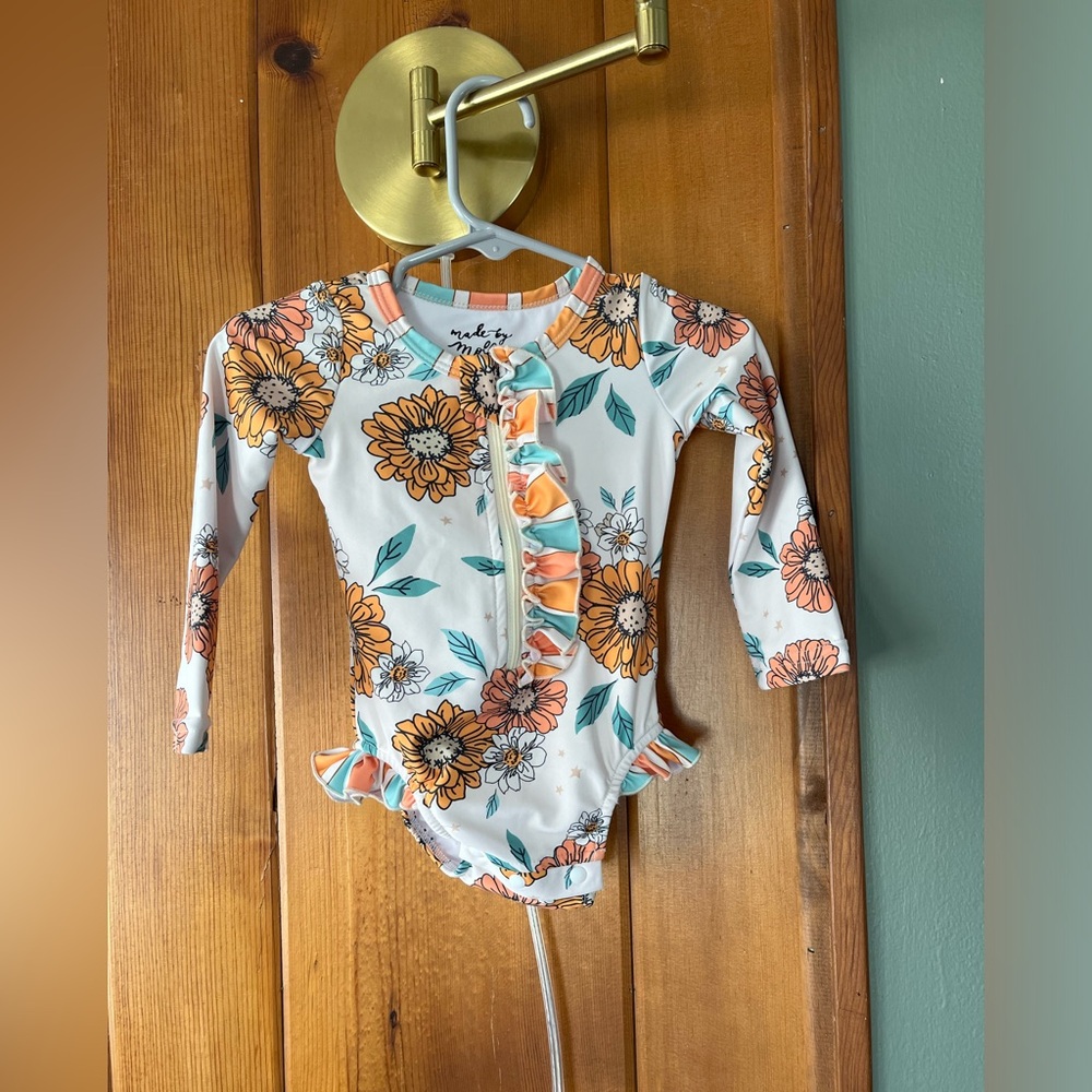 Made by Molly Floral One-Piece Rash guard- Size 6-12 months
